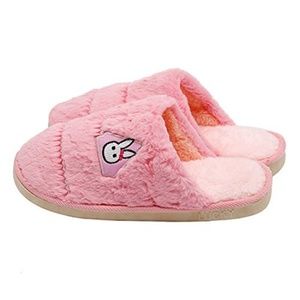 Pink Plush Slippers with Bunny
